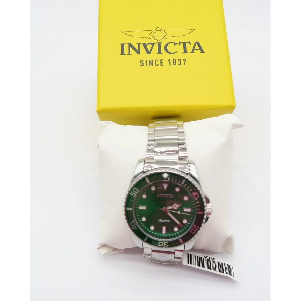 Invicta Diver Mens Watch 69403 42mm Green Dial Stainless Steel Quartz New
